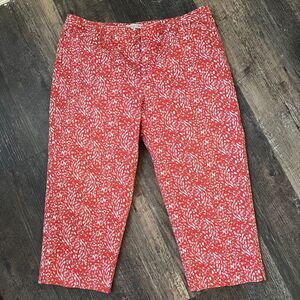 Coldwater‎ Creek Orange Floral Print Capri Pants Casual Summer Cropped Trousers
